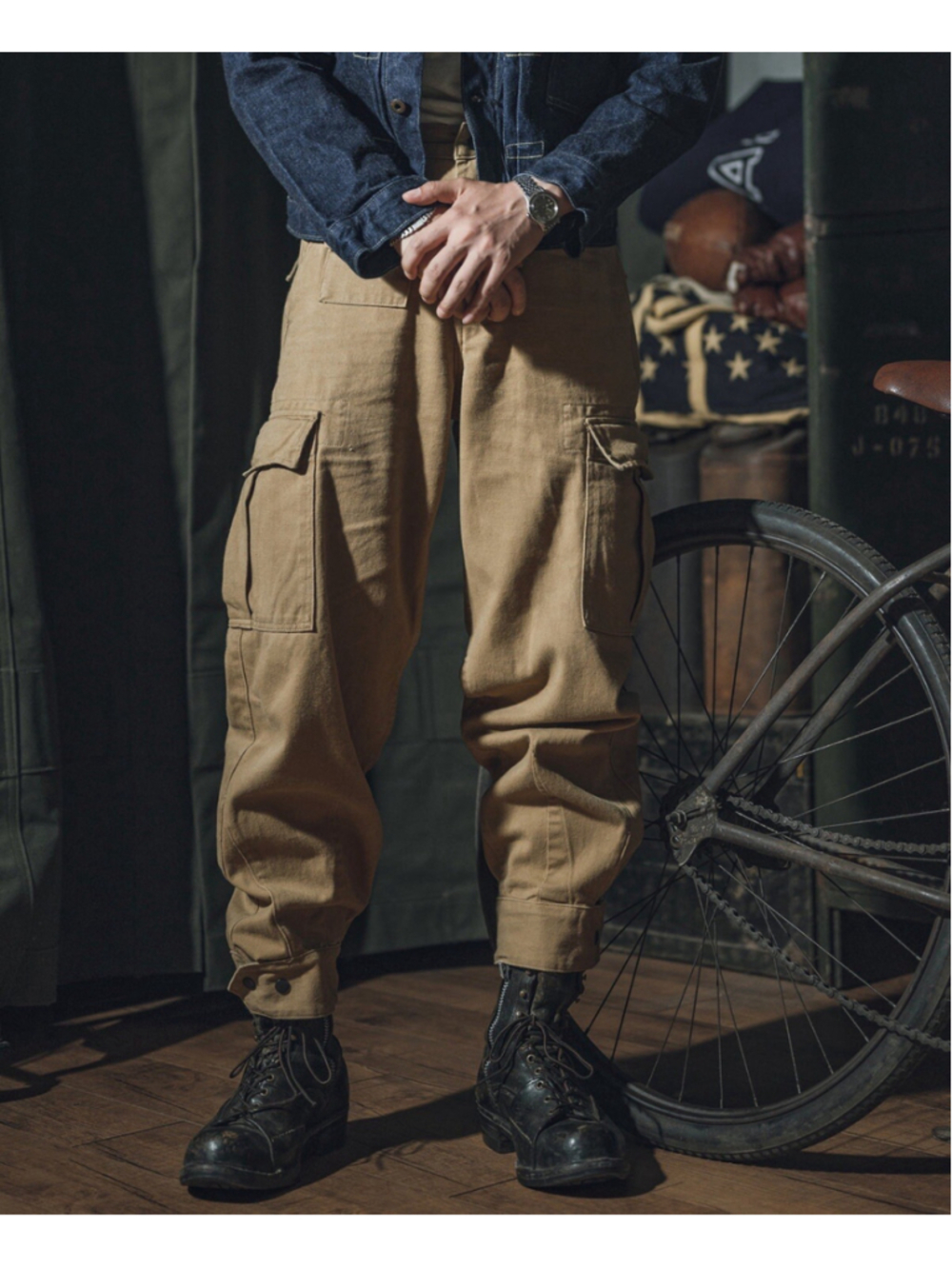 Non Stock Belgian M64 Mod Pants Khaki Men's High Rise Motorcycle Cargo W30